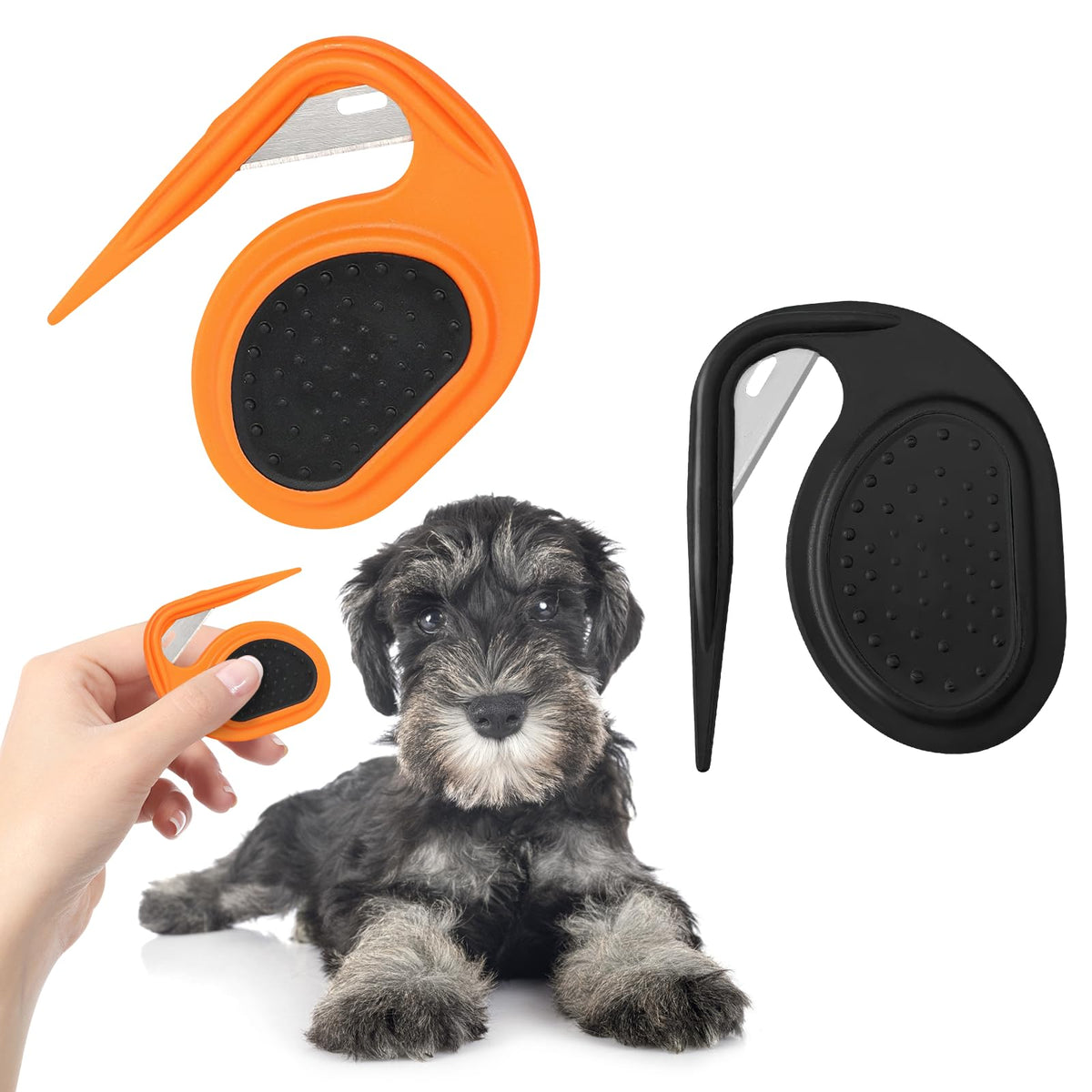 2PCS Pet Knotting Comb for Cats Dog Pet Grooming ToolsPet Grooming Comb Dog and Cat Shedding Tool for Removing Tangled and Loose Hair (Orange and Black)